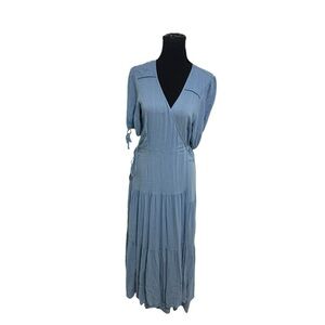 CHRISTY DAWN Light Blue Augusta Dress Sz Large Wrap Midi/Long